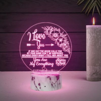 3D Illusion I Love You Your are My Everything Engraved Night Lamp with Automatic Color Changing Light  Gift for Loveable Person  Gift for Husband Wife  Anniversary & Birthday Gift